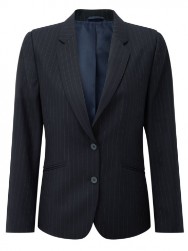 Girls Ladies Navy Pinstripe Suit Jacket Poly Wool