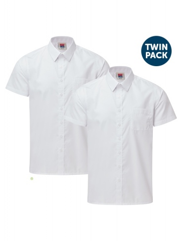 School Shirt Short Sleeve Twin Pack White