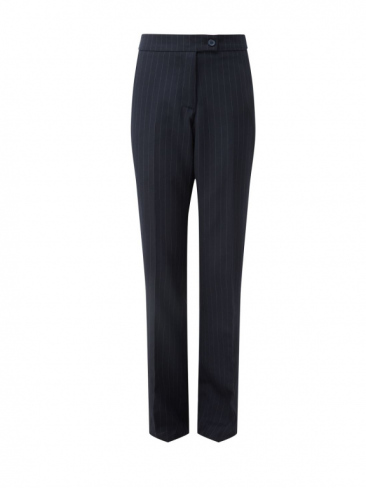 Girls Ladies Navy Pinstripe Suit Poly Wool Trousers Slim Fit