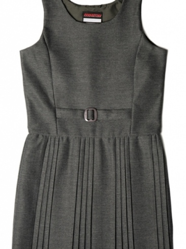 School Pinafore Dress, Pleats, False Belt