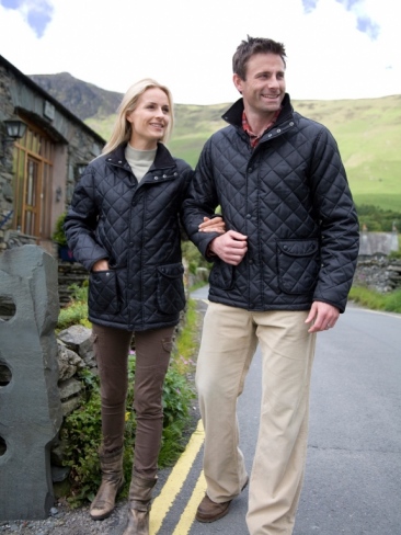 Diamond Quilted Padded Jacket Corduroy Collar